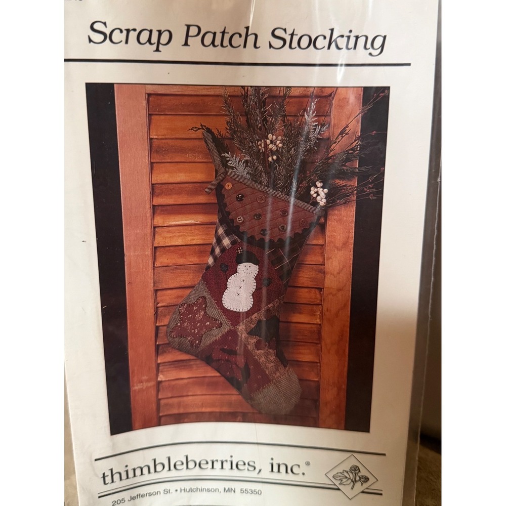 Thimbleberries Scrap Patch Stocking Pattern Lynette Jensen Snowman 1995 Vintage
